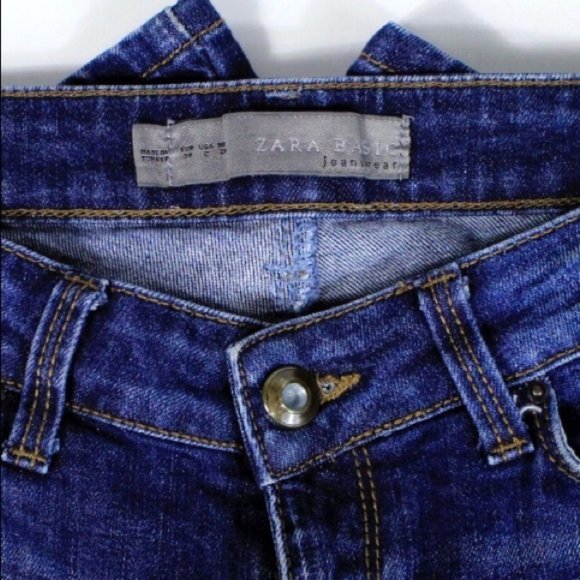 Zara Basic Blue Jeans Skinny Jeans w/ Rhinestones - Picture 4 of 7